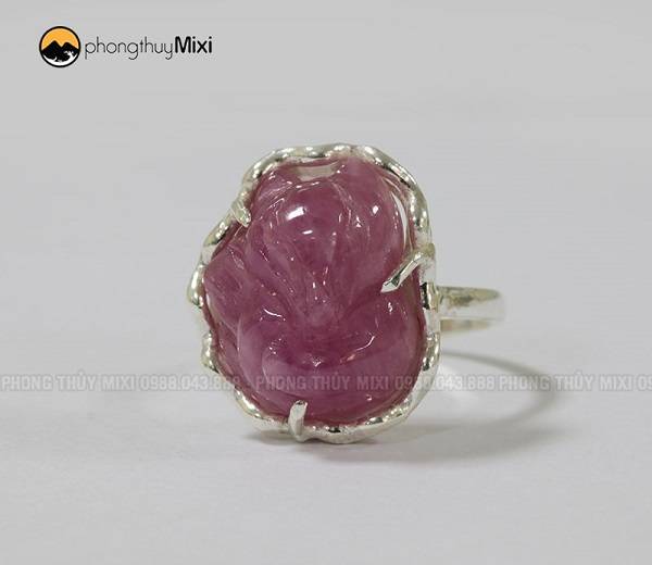 Nhẫn bạc Hồ Ly Sapphire hồng